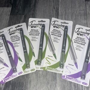 Journaling Inc Metallic Brush Markers  Purple &‎ Green 5pc NEW